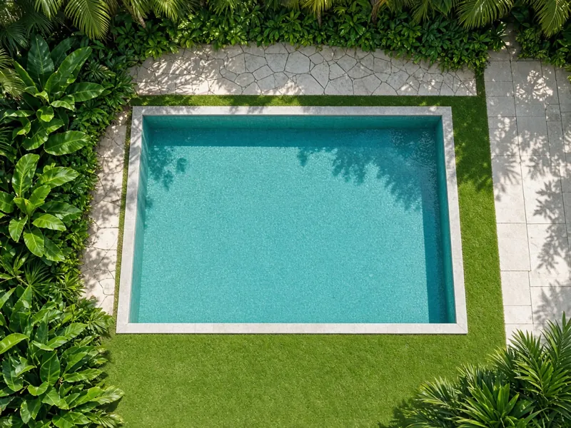 Aerial view of a clean rectangular pool