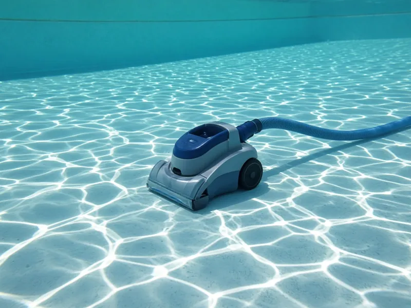Automatic pool cleaner on a clean pool floor